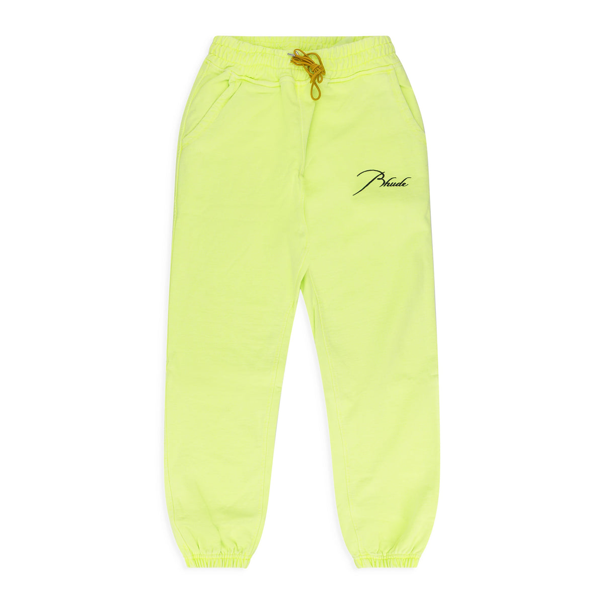 Neon Green Script Logo Terry Sweatpants