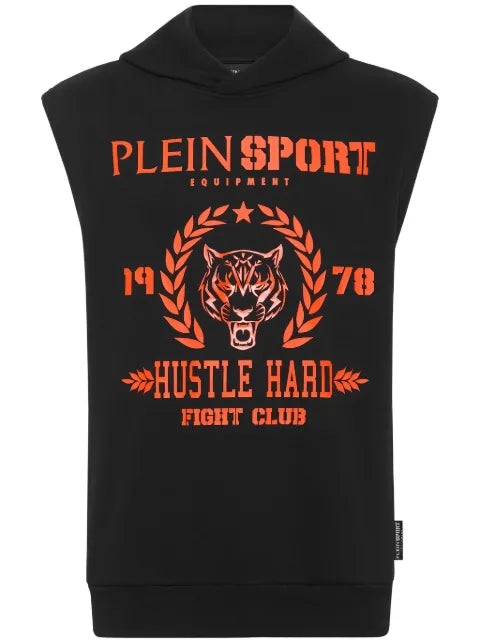 Plein Sport tiger-print sleeveless hoodie