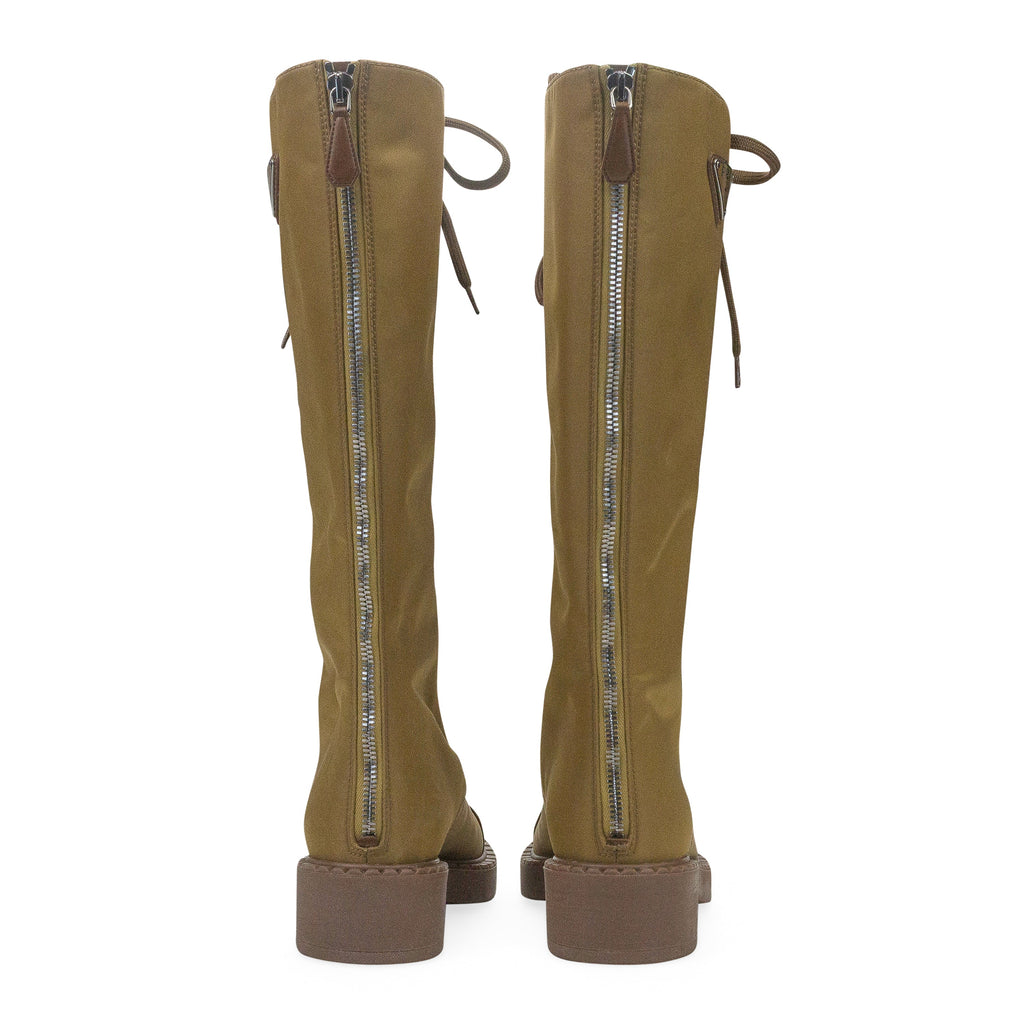 COMBAT LOGO TALL BOOTS BROWN KNEE-HIGH BOOTS