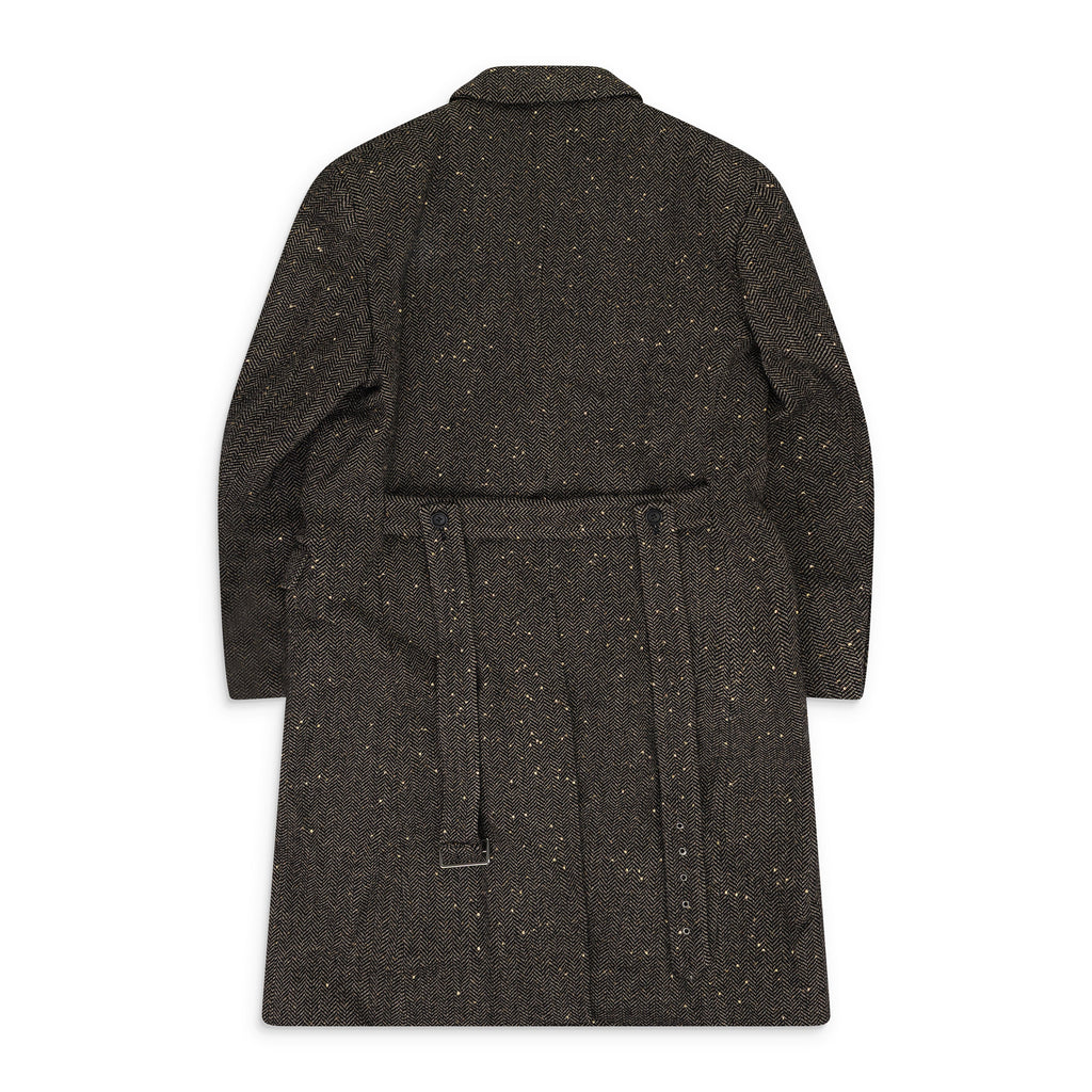 Black Sand Herringbone Sequin Long Coat
