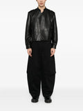 TEAM WANG design logo patched leather jacket