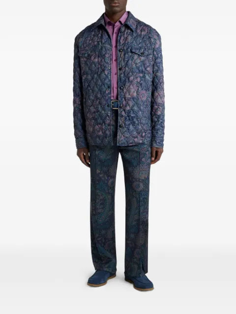 ETRO quilted overshirt with floral Paisley motif