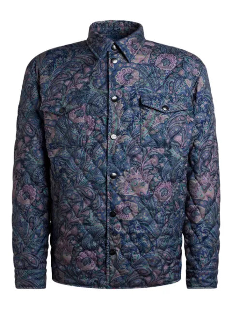ETRO quilted overshirt with floral Paisley motif