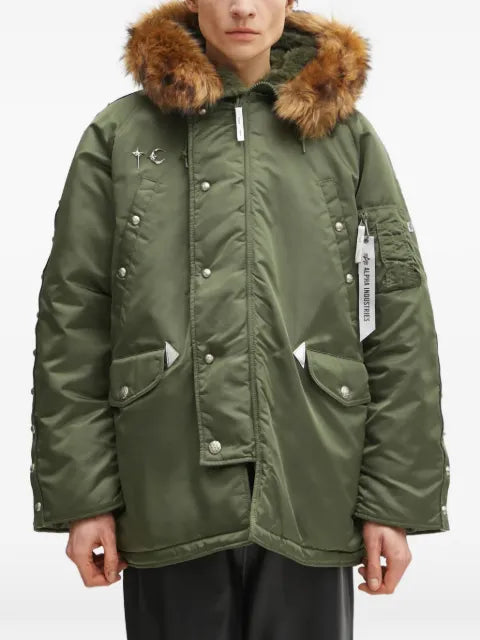 Alpha Industries x Thug Club hooded stud-embellished jacket