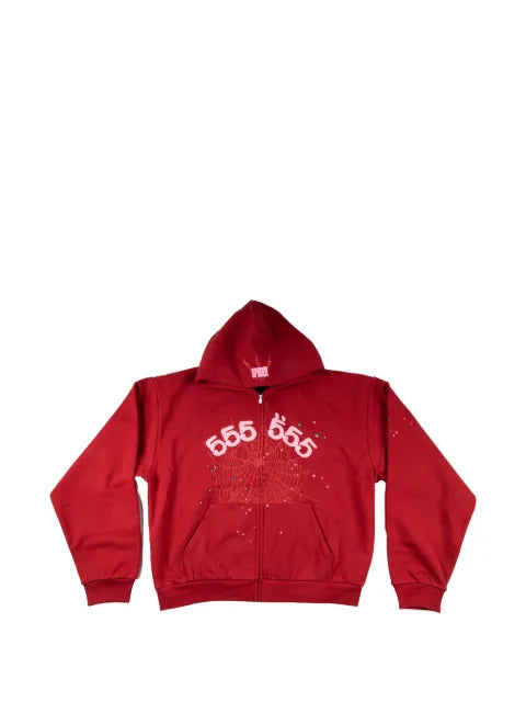SP5DER Angel Number zip-up hoodie