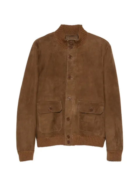 Salvatore Santoro ribbed-trim suede jacket