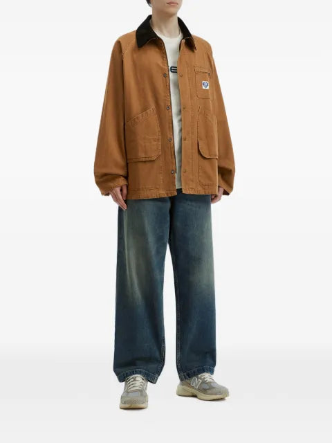 FINGERCROXX corduroy-collar logo-patch jacket