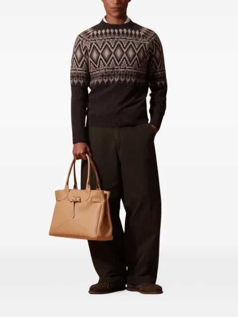 Ballantyne sweater with geometric intarsia