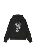 FIVE CM graphic-print raw-edge hoodie