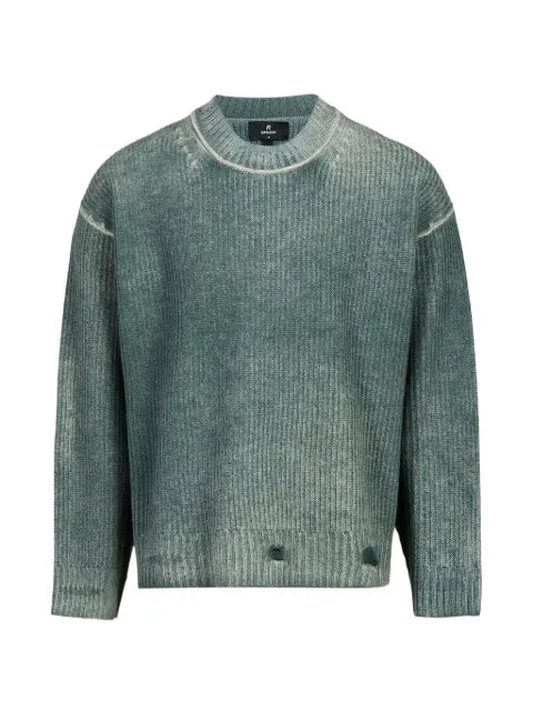Represent distressed ribbed-knit sweater