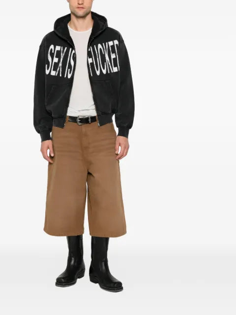 CARNE BOLLENTE slogan-print zip-up hoodie