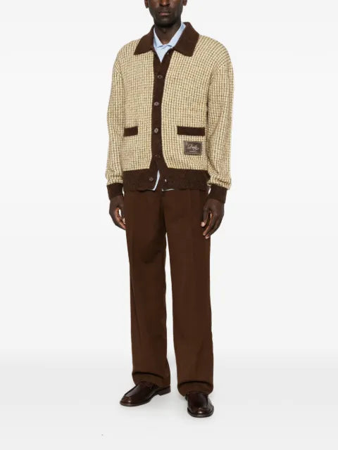 Drôle De Monsieur waffle-knit logo-patch cardigan