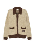 Drôle De Monsieur waffle-knit logo-patch cardigan