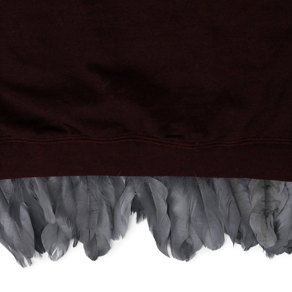 Burgundy New Mexico Feather Trim Hoodie