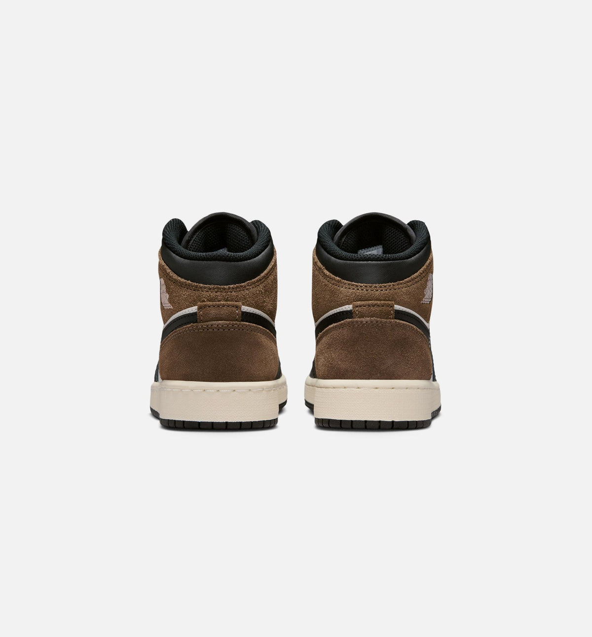 Air Jordan 1 Mid Grade School Sneakers - Black / Phantom / Light Brown / University Red