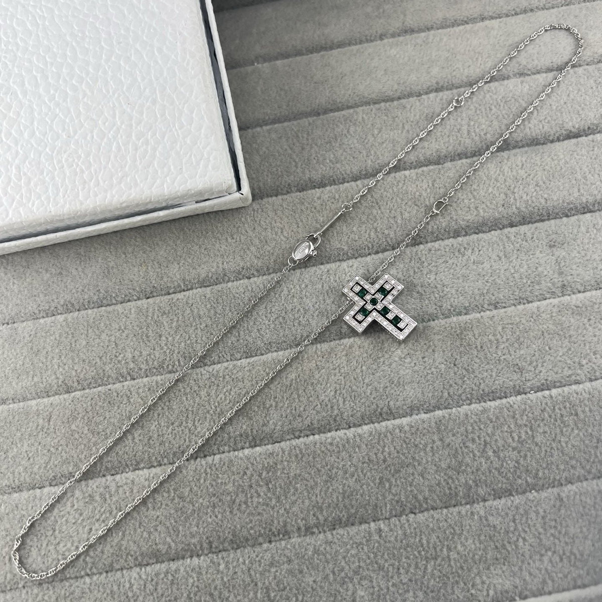 Damiani Style Cross Cubic Zirconia White-Gold-Plated Necklace