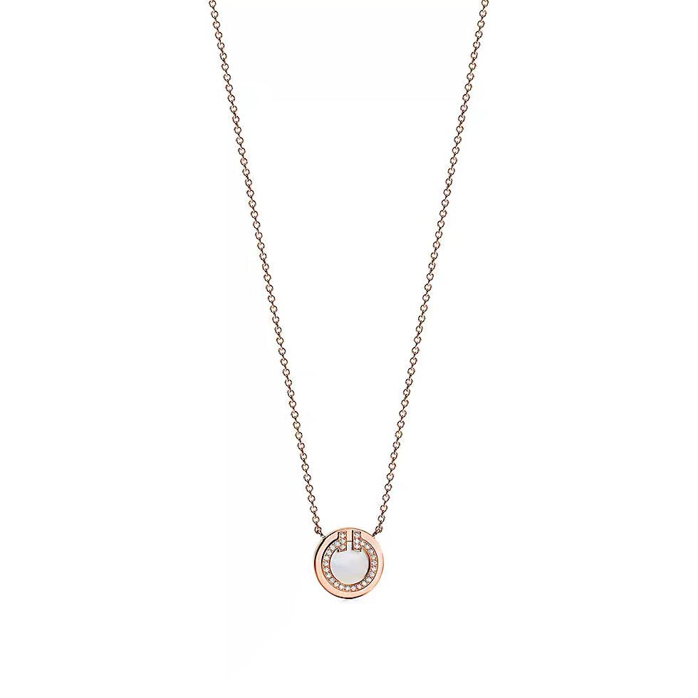 Tiffany Style T Motif Cubic Zirconia 18K Gold-Plated Necklace