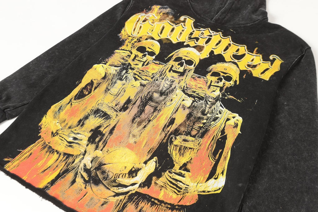 Godspeed Fortis Fortuna Adiuvat Skull Graphic Hoodie