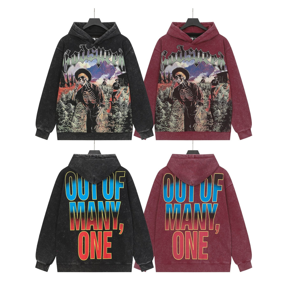 Godspeed Out of Many One Graphic Acid Wash Hoodie