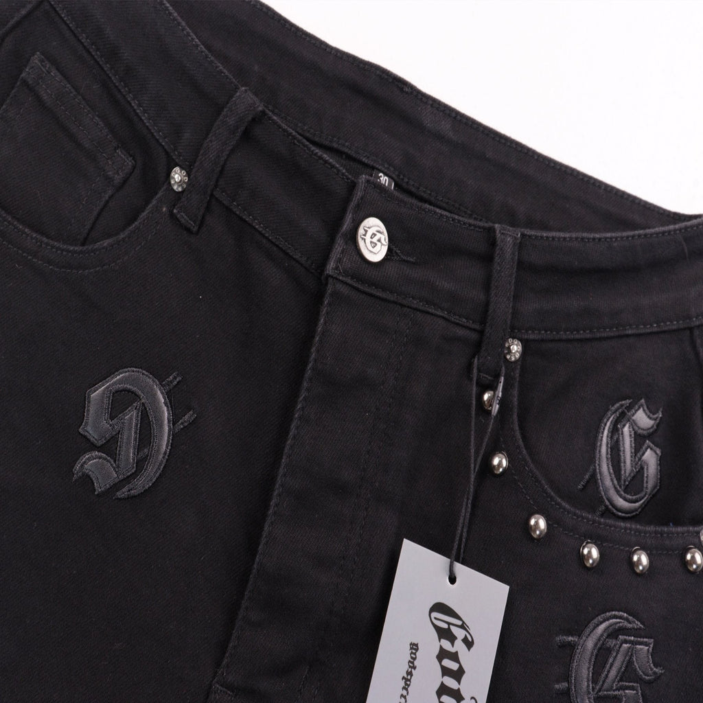 Godspeed Embroidered Denim Shorts