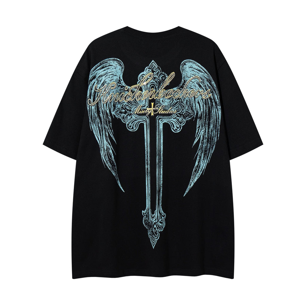 MAJESTIK Alien Skull Wing Graphic T-Shirt