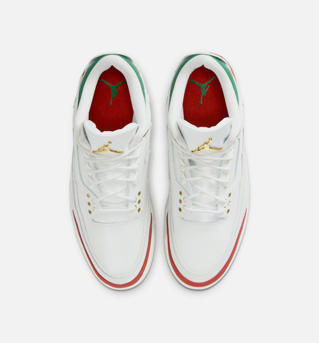 Air Jordan 3 Retro Mens Lifestyle Shoe - Summit White/Pine Green/Dragon Red/Metallic Gold