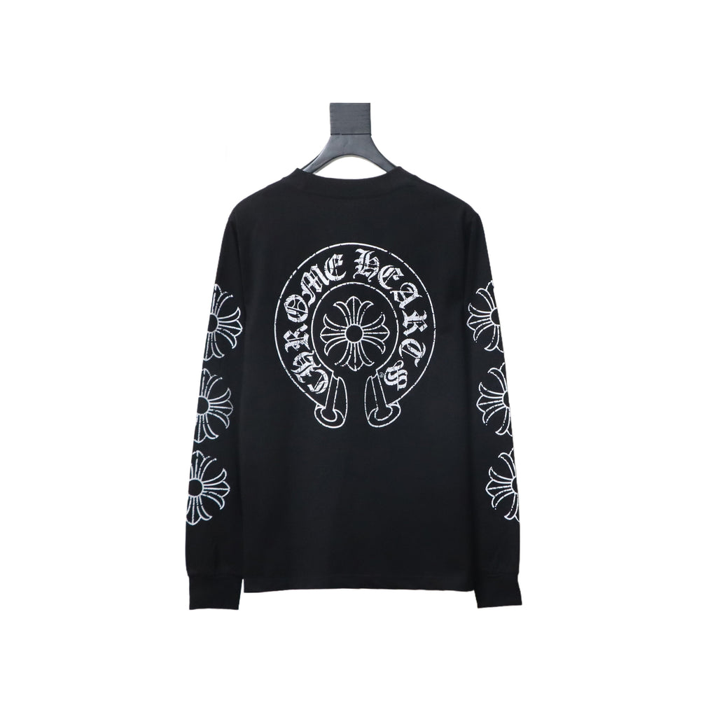 Chrome Hearts 25SS Distressed Horseshoe Round Neck Long Sleeves Black