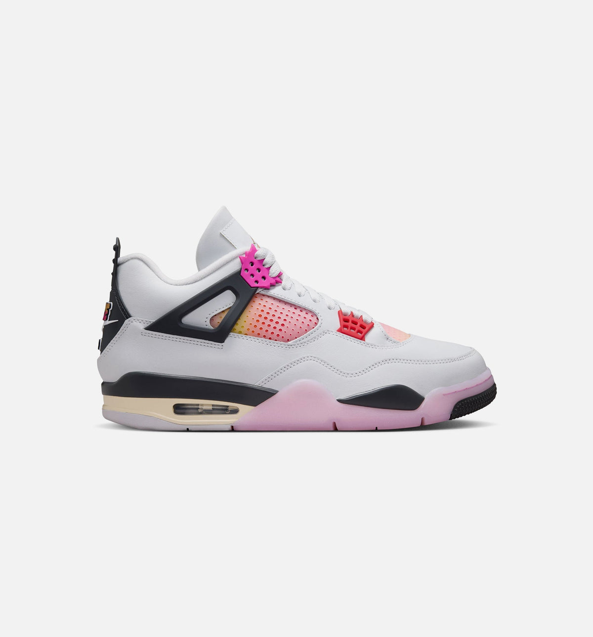 Air Jordan 4 Retro Comic Men's Sneakers - White / Pink / Smoke Grey