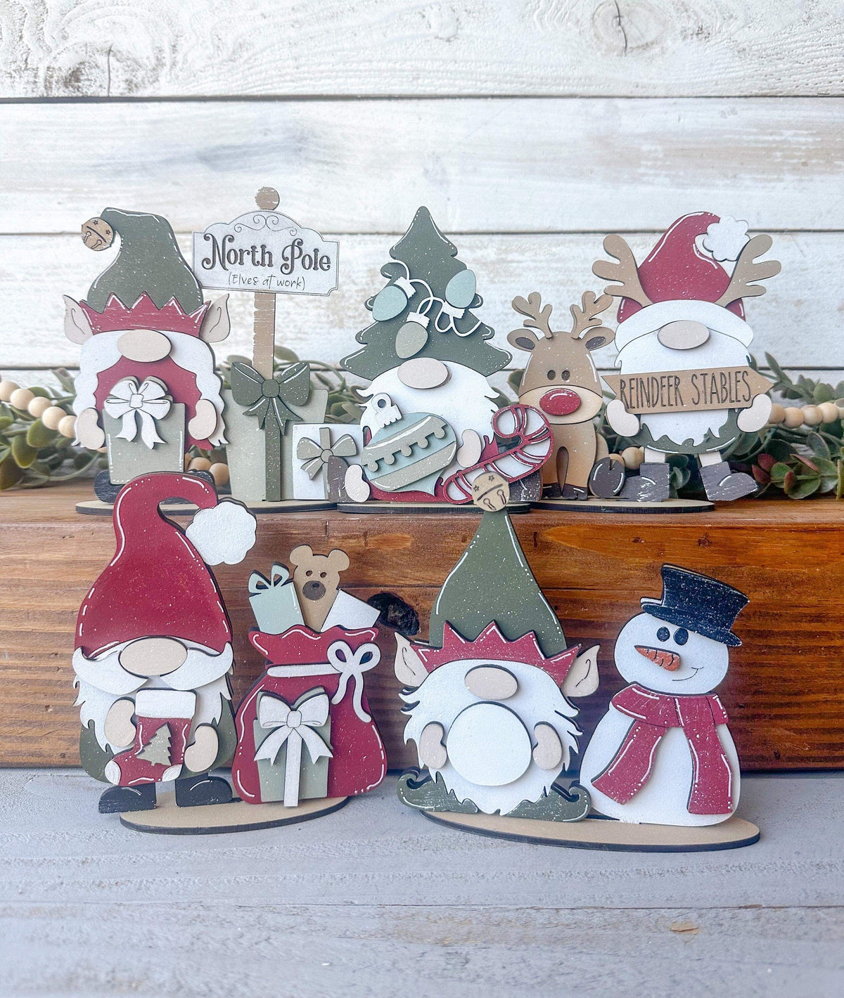Christmas Tiered Tray Gnome File SVG, Rudolph, Elf, Snowman, Glowforge, LuckyHeartDesignsCo