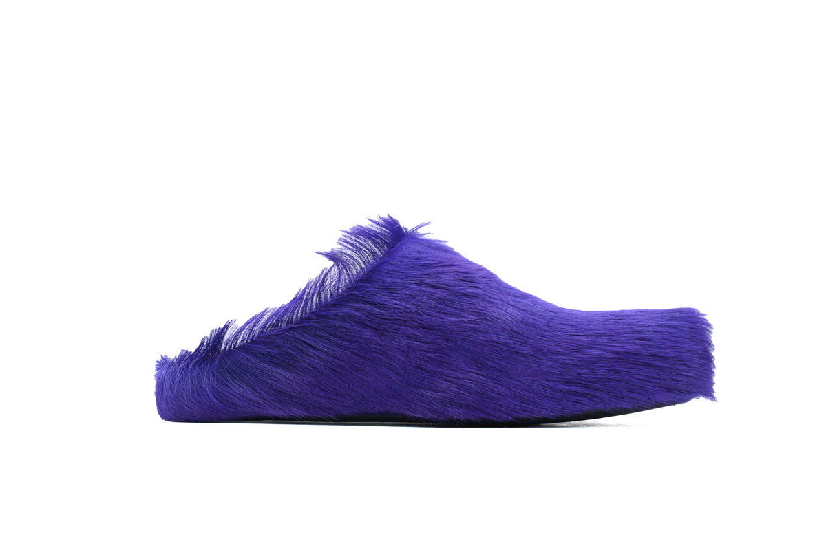 MARNI Long-Hair Calfskin Fussbett Sabot Purple