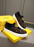 Fendi Men's Brown Panel Slip-On Sneakers