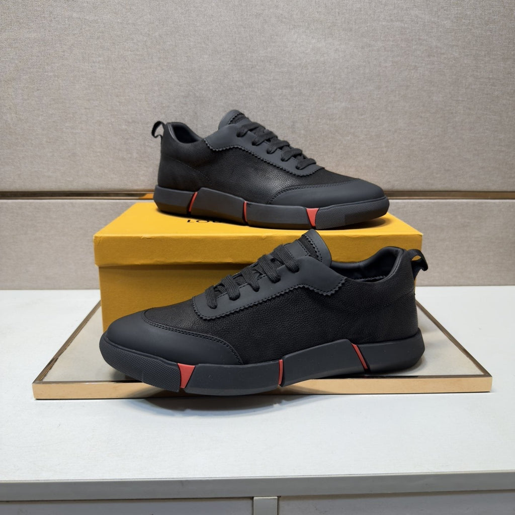 Louis Vuitton Black Low-Top Sneakers with Red Accents