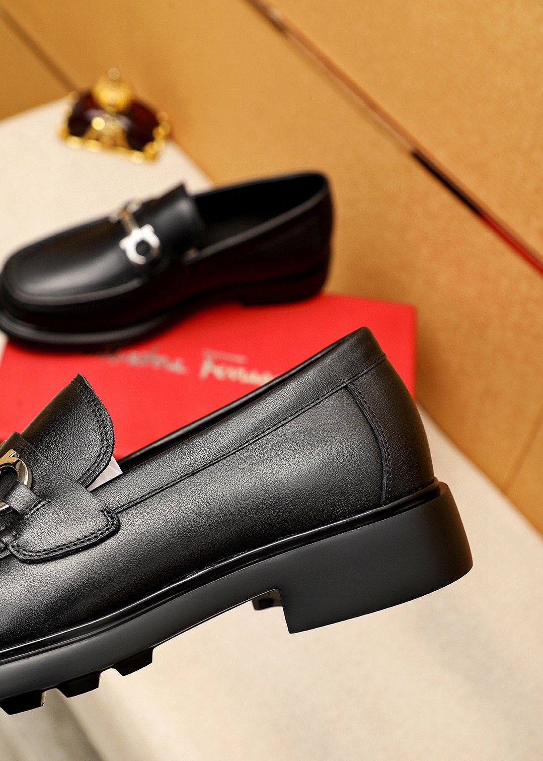 Salvatore Ferragamo Black Hardware Loafers