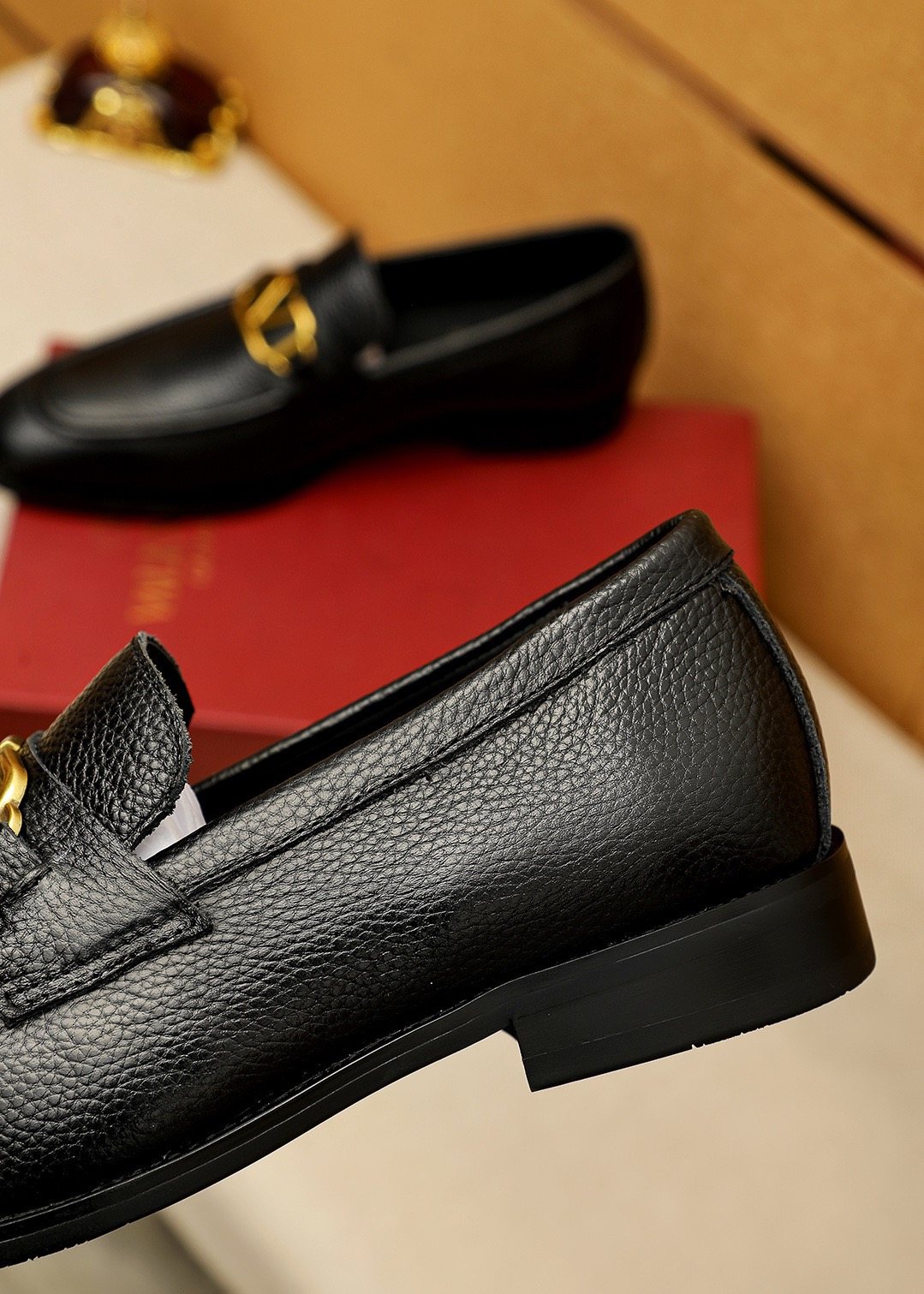 Valentino Black V-Hardware Loafers