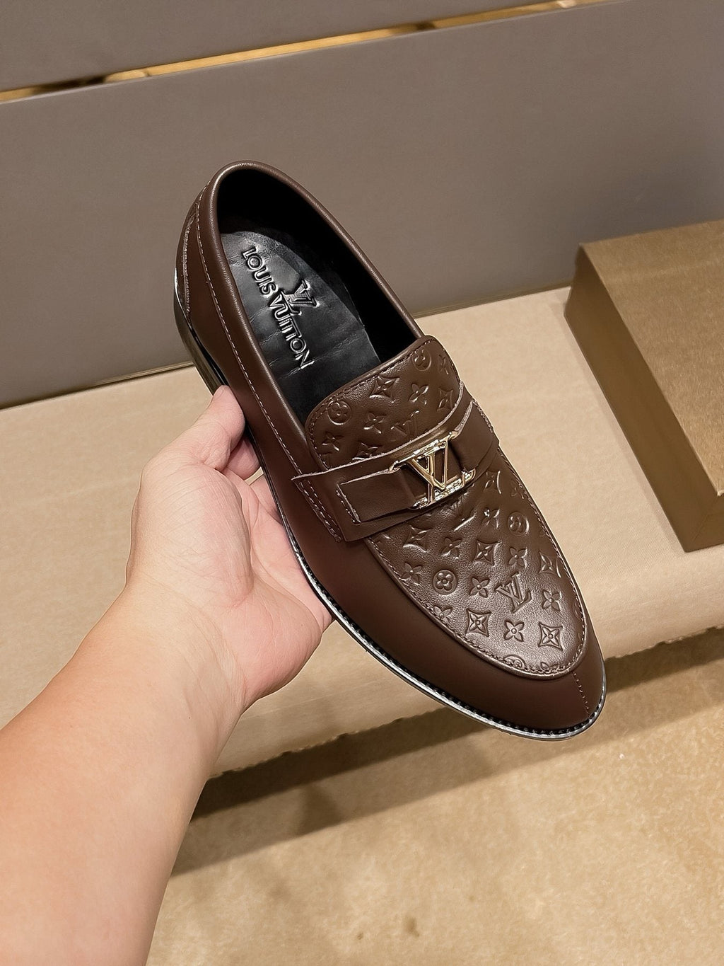 Louis Vuitton Men's Brown Buckle Slip-On Dress Shoes