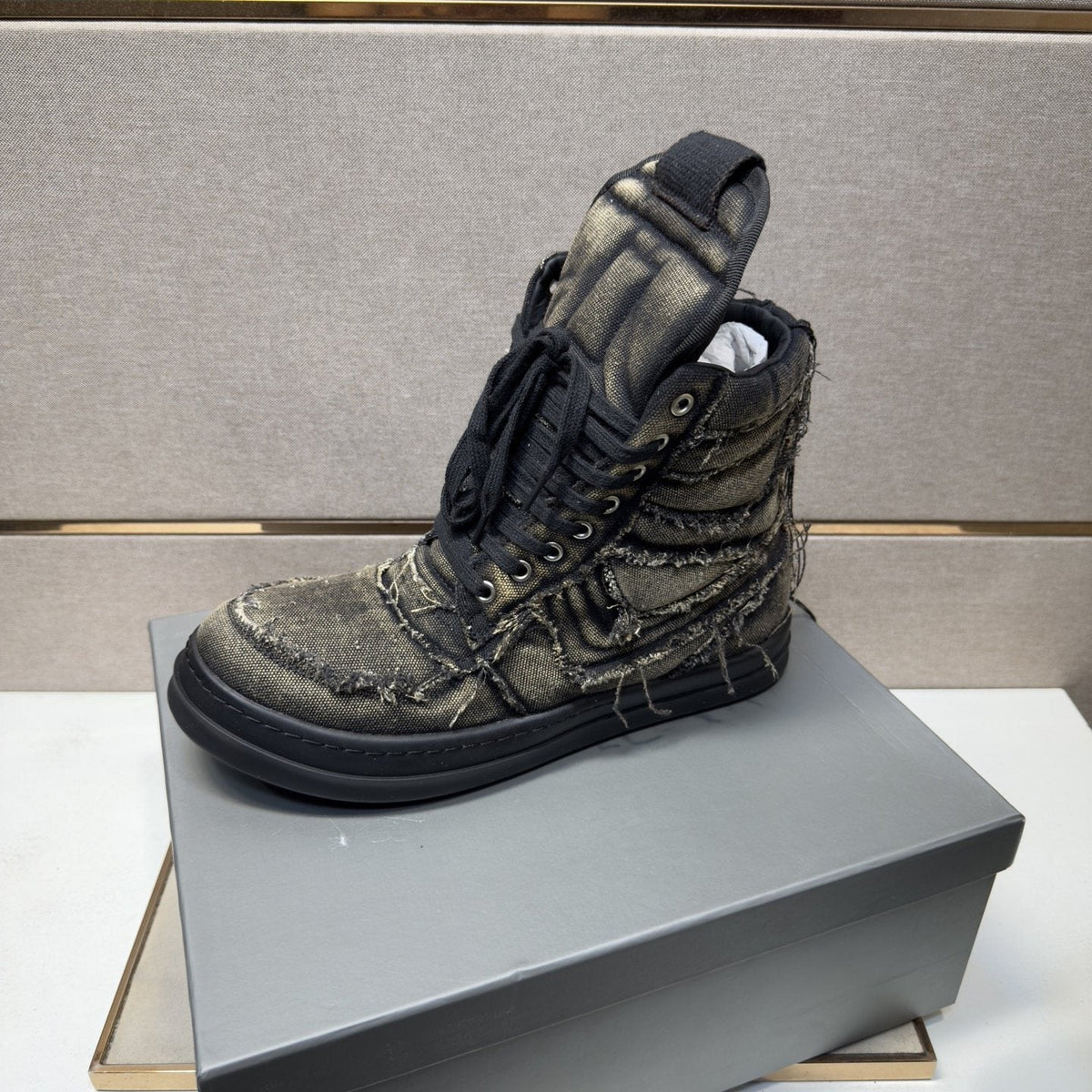 Men's Charcoal Gray and Black High-Top Sneakers