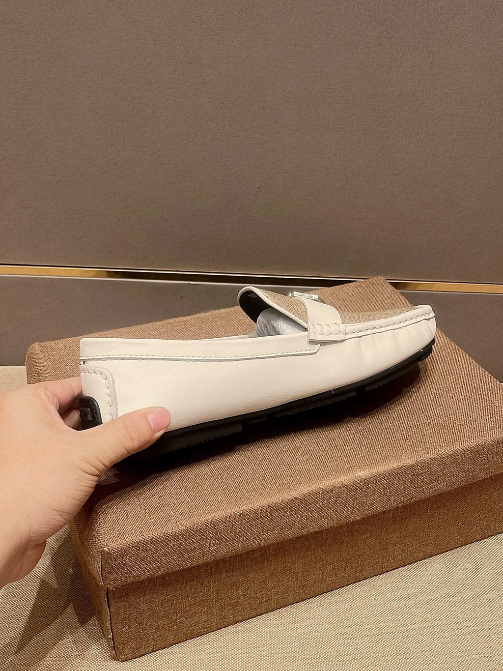 Dior Men's Ivory and Beige Patterned Loafers