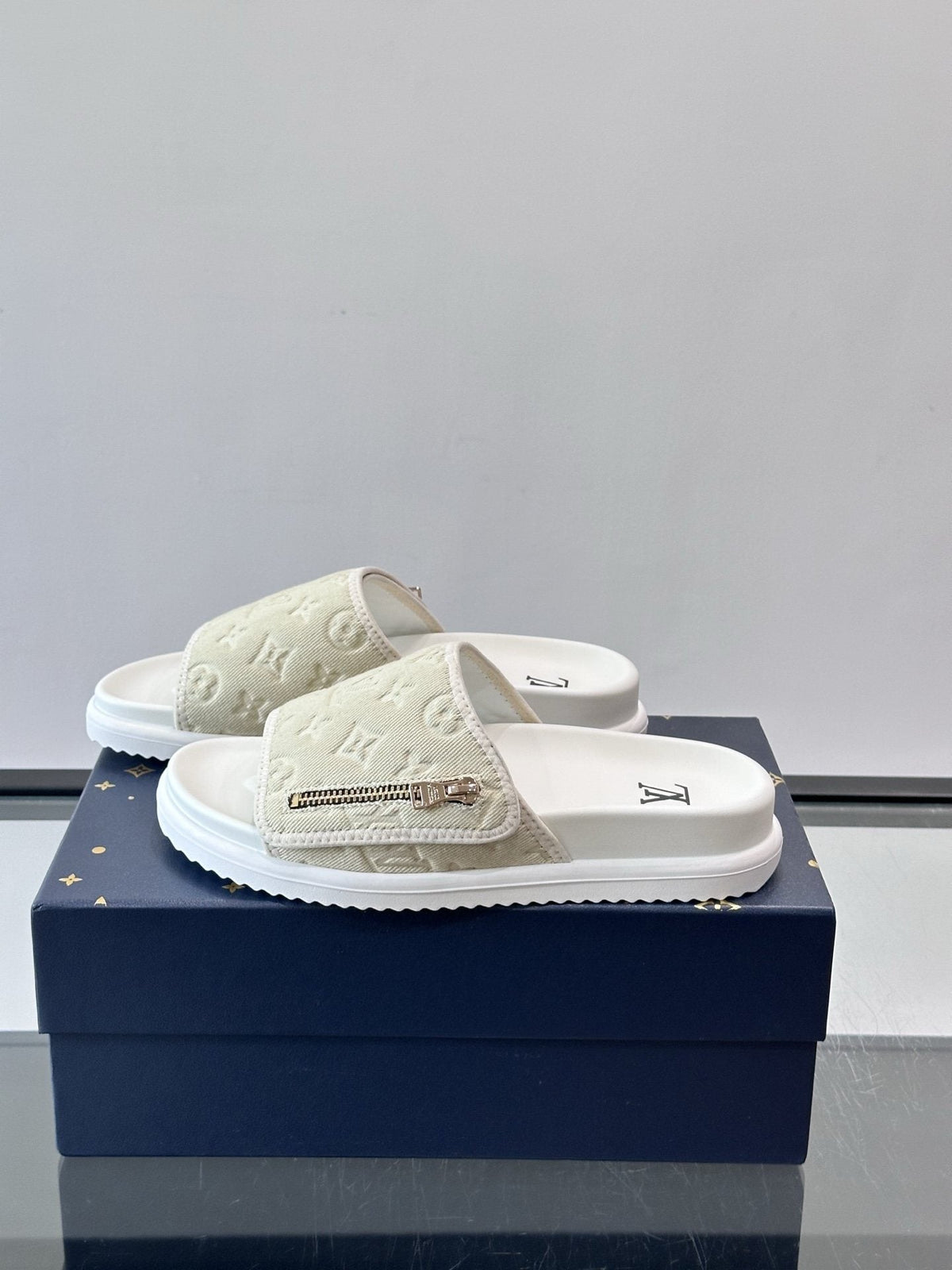Louis Vuitton Embossed Monogram Slide Sandals