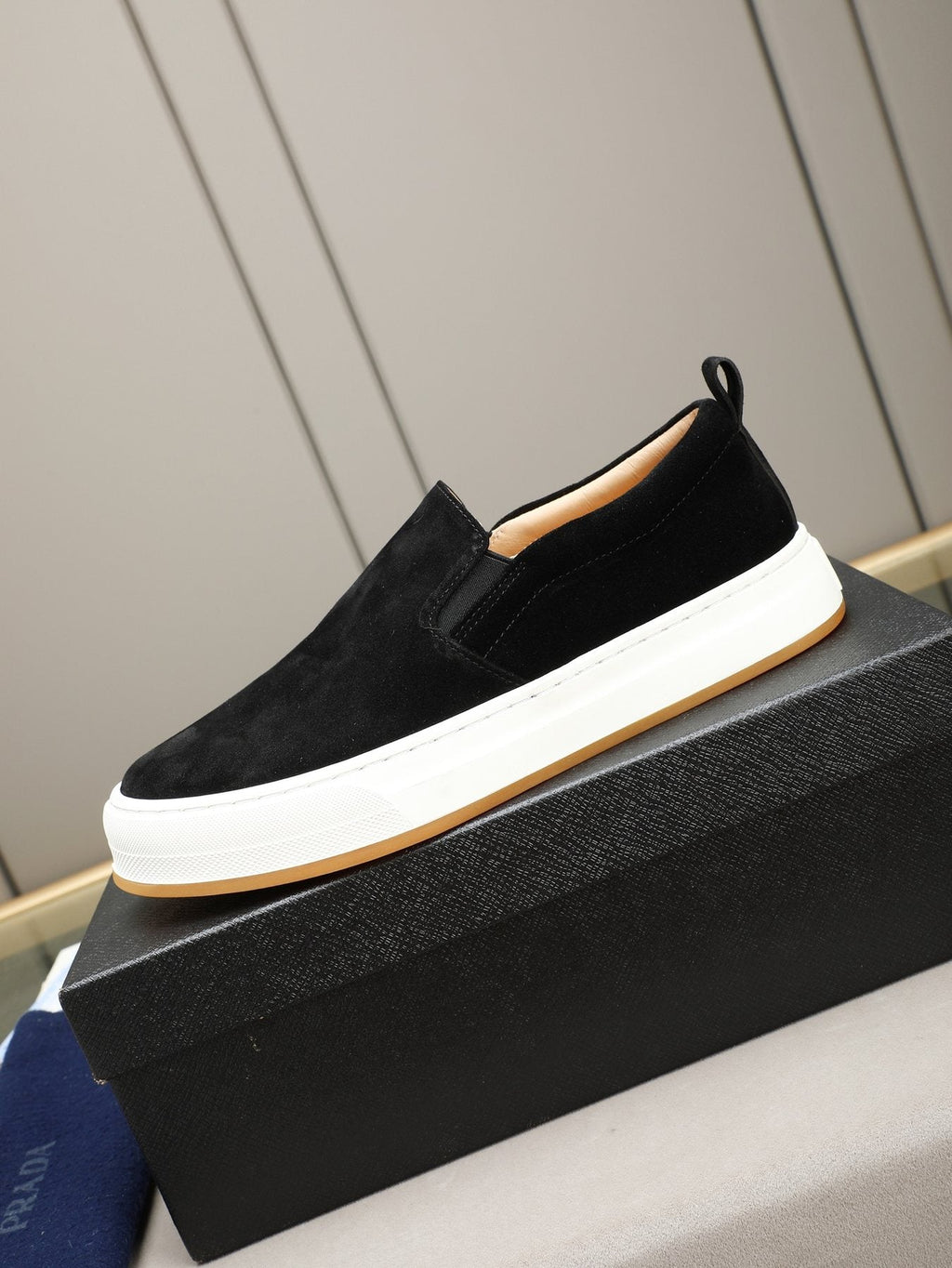 Prada Leather Slip-On Sneakers