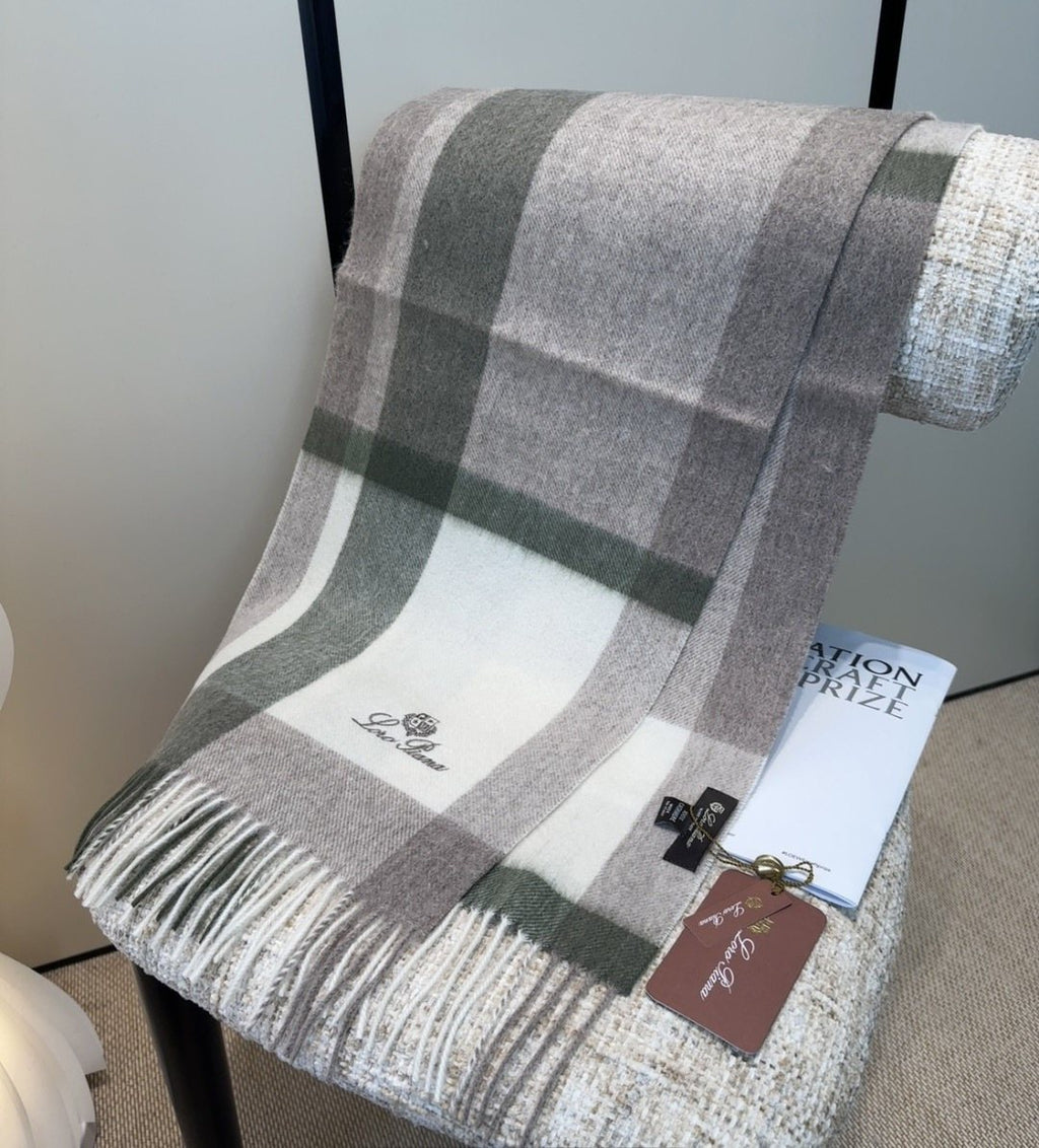 Loro Piana Plaid Fringe Scarf