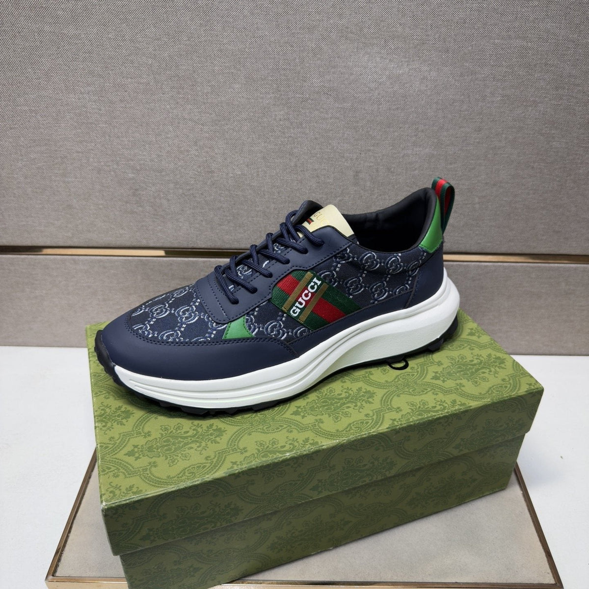 Gucci Green-Red Stripe Men's Sneakers