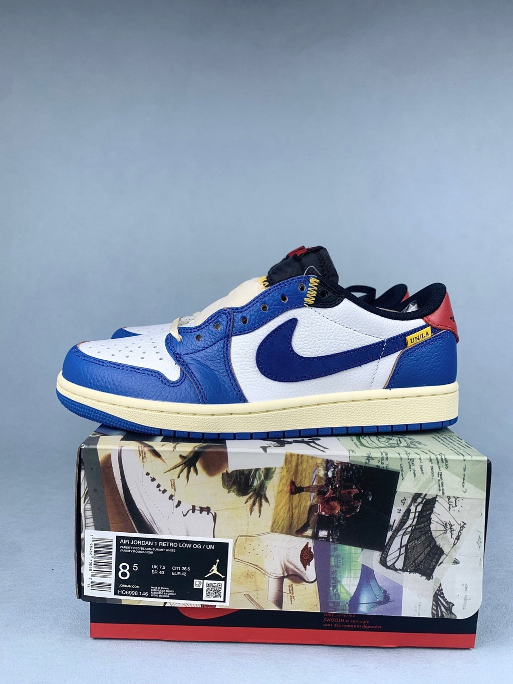 Air Jordan 1 Low un Color-blocked Blue Unisex Sneakers HQ6998-146