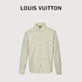Louis Vuitton 26FW Mixed Leather Embroidered Logo Button-Down Shirt Jacket