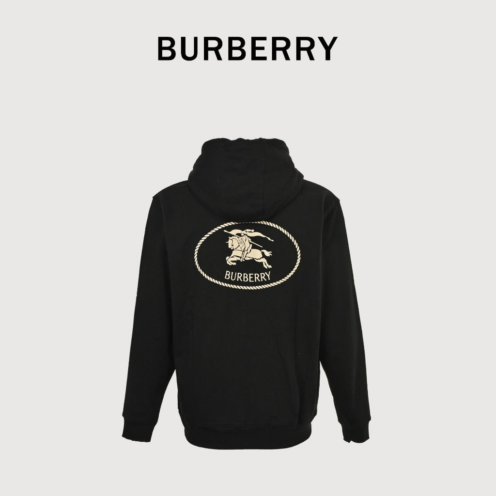 Burberry 25FW Back Crest Equestrian Knight Embroidery Double-Zip Hooded Jacket Black