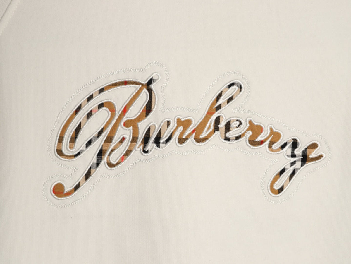 Burberry 26FW Signature Embroidered Check-Panel Crewneck Sweatshirt